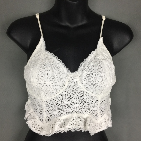 FREE PEOPLE Fleur De Lys Ivory Lace Crop Cami NEW! - Picture 3 of 7